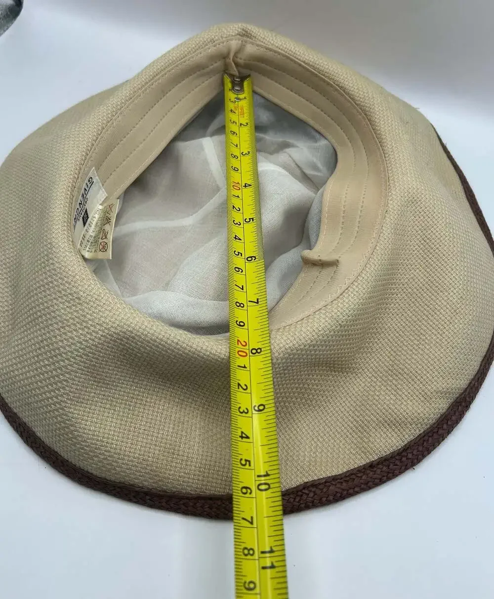 Vintage Givenchy Chapeaux Beige and Brown Straw Sun Visor Hat